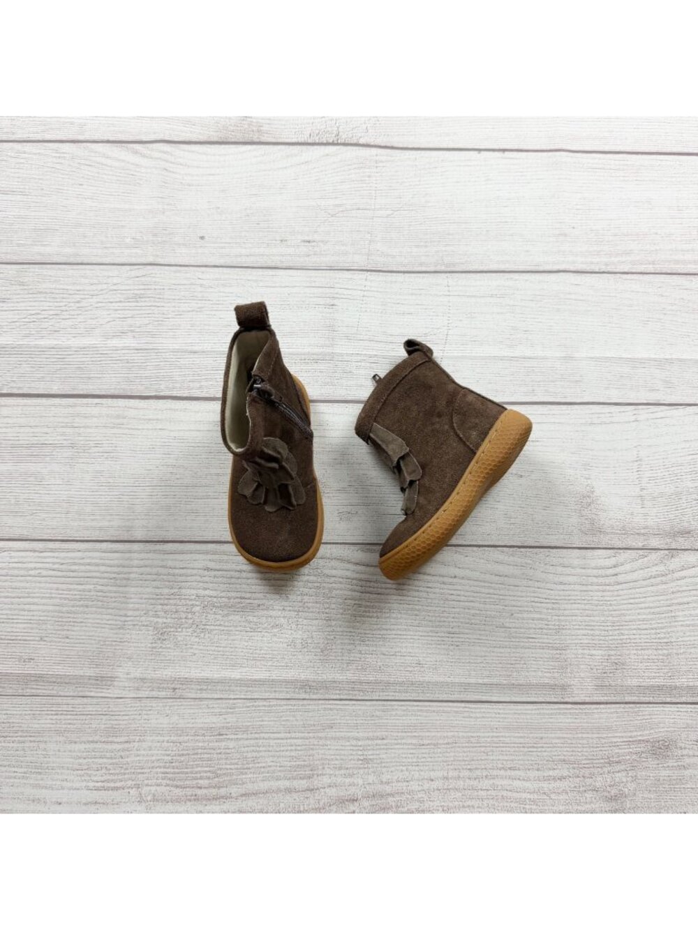 Livie & Luca Kids Fringe Ankle Boots Brown Suede Leather Upper Rubber Sole 6
